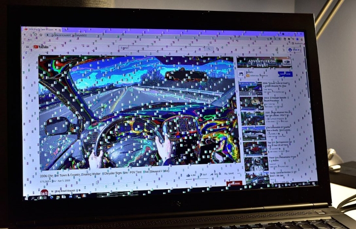 a distorted display due to video card failure