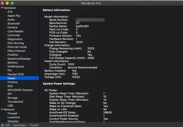 fix MacBook Ppro won't charge -check battery health