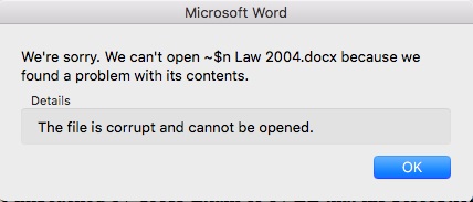 microsoft word autosave corrupted