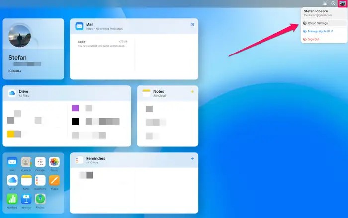 إعدادات الايكلاود