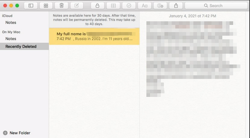how to see deleted notes on mac