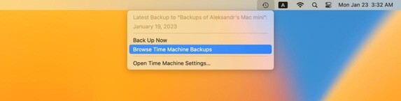 brows time machine backup