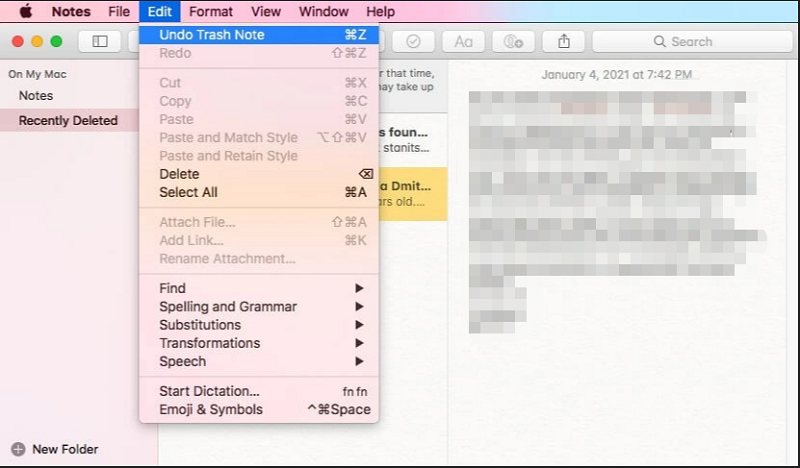 restore notes on mac