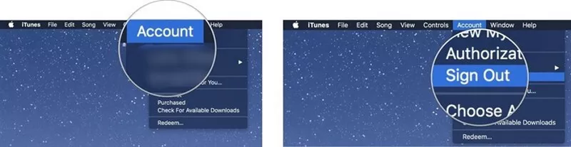 sign out itunes