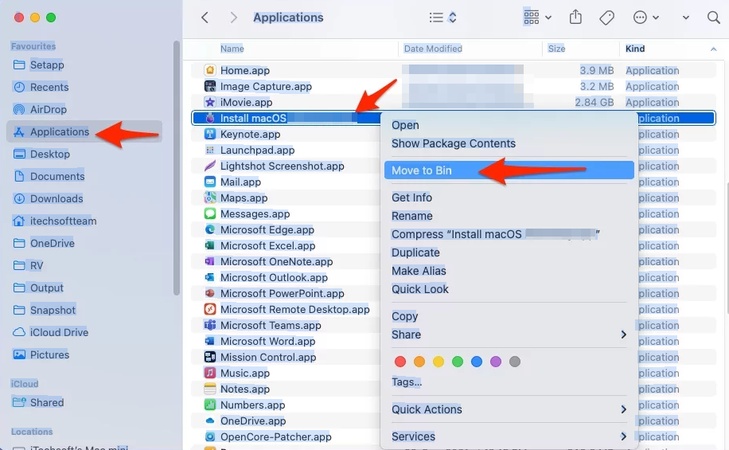 delete the downloaded macos tahoe file