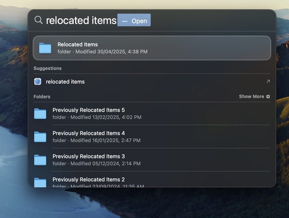 fehlende Dateien im Ordner Verschobene Objekte finden