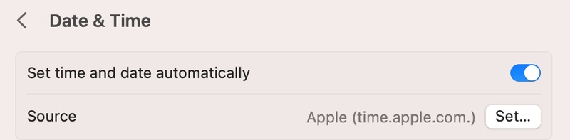 mac set time and date automatically