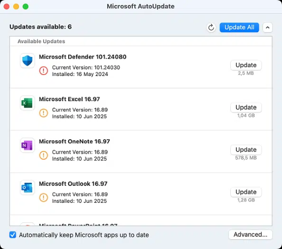 microsoft autoupdate office
