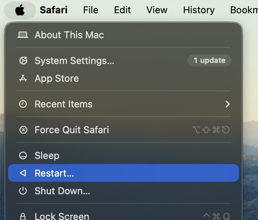설정을 통해 맥 재시작하기