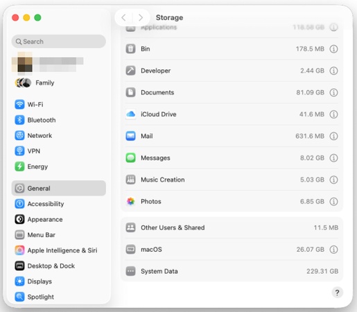 system data issue on macos tahoe