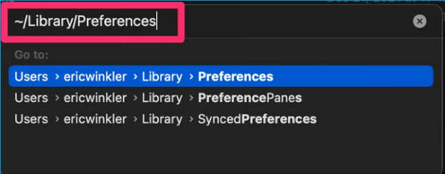 type in enter/library/preferences