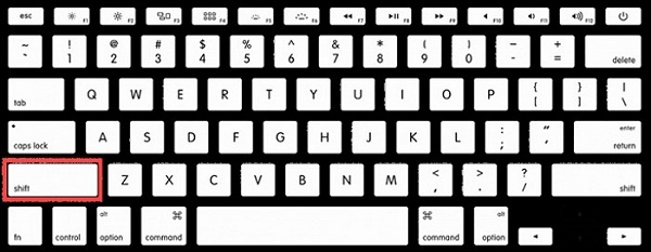 imediatamente pressione e segure shift