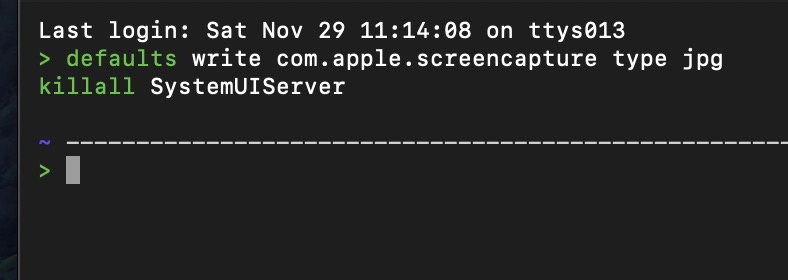change screenshot formats on mac
