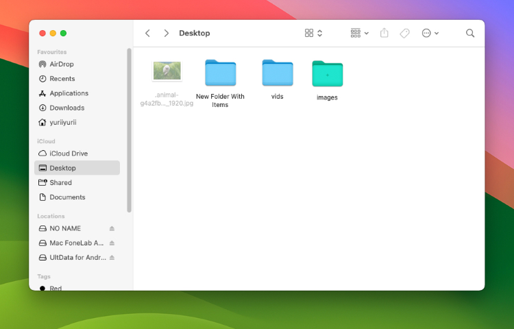 check the desktop in finder
