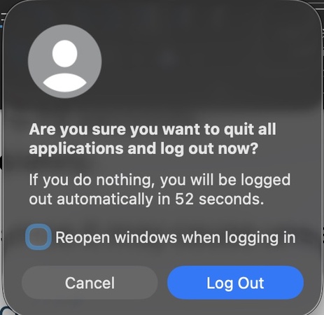 log out of your account on mac