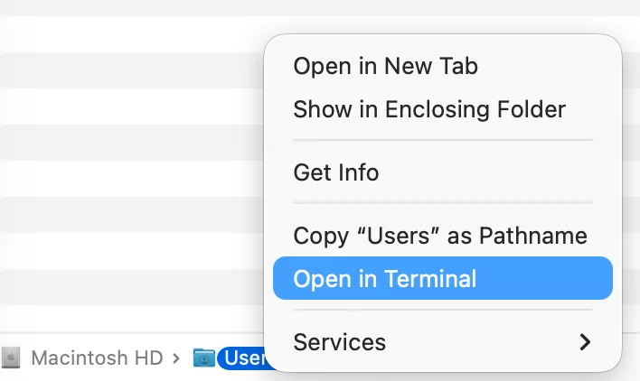 open terminal in a specific folder on mac