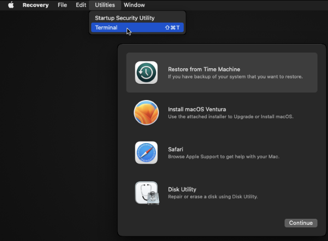 open terminal in macos recovery