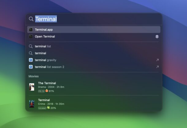open terminal with spotlight