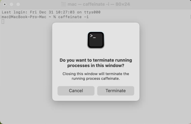 Caffeinate Mac 터미널을 실행하는 방법