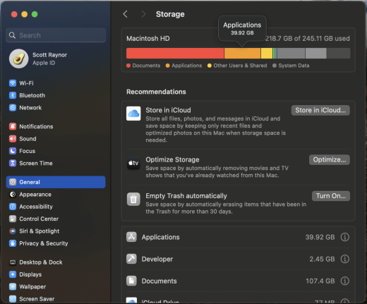 check mac storage