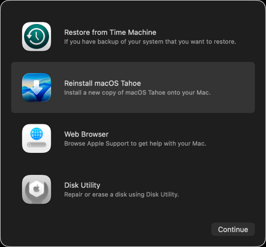 reinstall macos tahoe