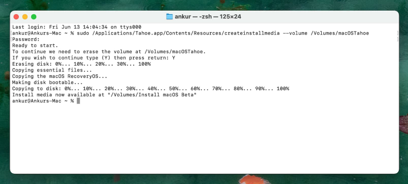 run command to downgrade macos 27