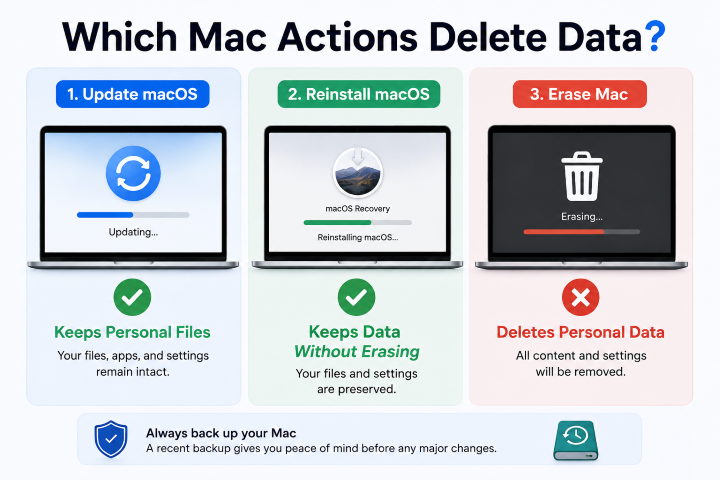 which mac actions delete data