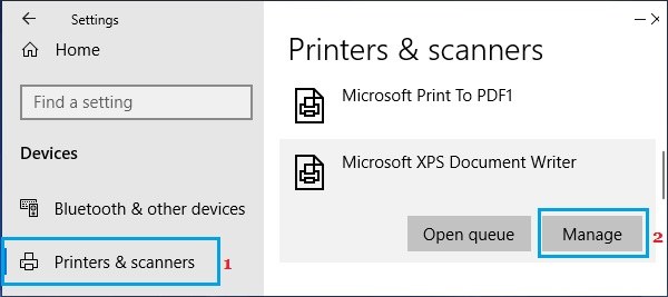 manage microsoft xps document writer