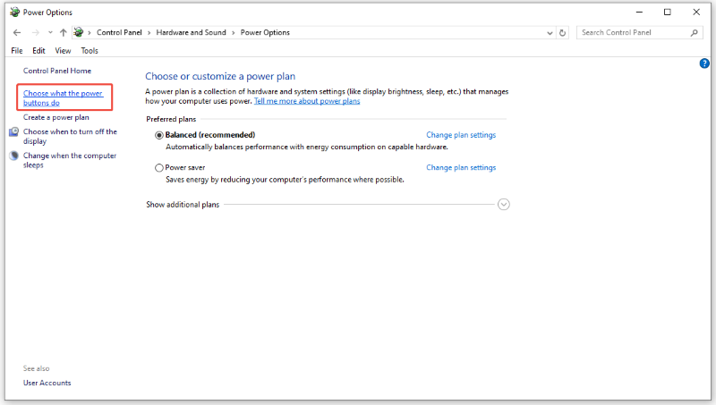 choose what the power buttons do