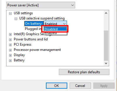 disable power saver option