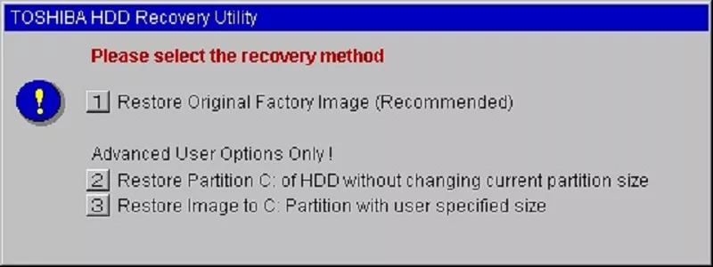 Toshiba HDD Recovery Utility