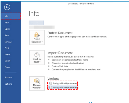 click autosave under manage versions