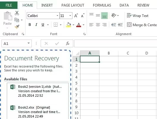 document recovery window