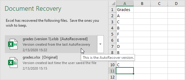 excel document recovery