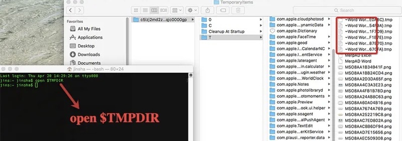 find unsaved word documents on mac via temporary folder