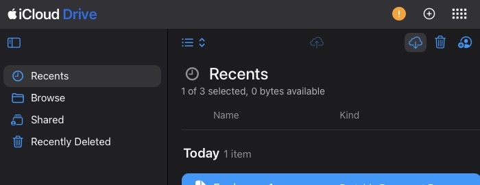 locate the file on icloud
