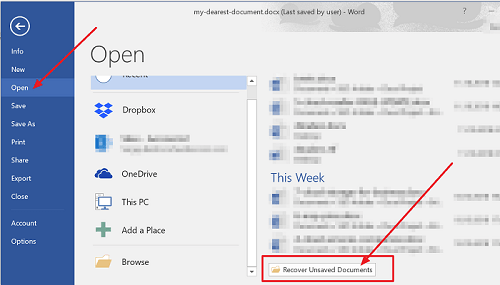 How To Recover Unsaved Word Document On Windows 10?