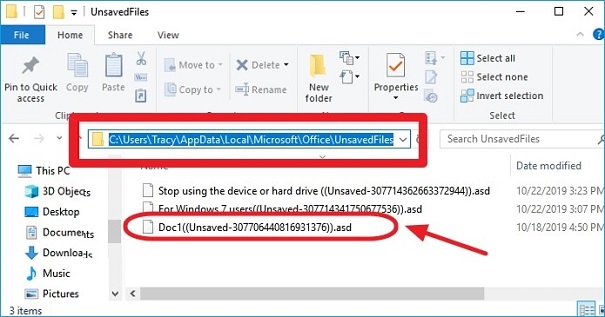 recover unsaved file