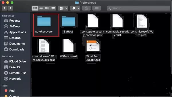 recover word using autorecovery