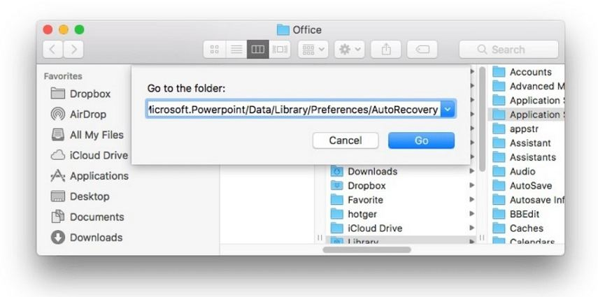 search for temporarily files on mac