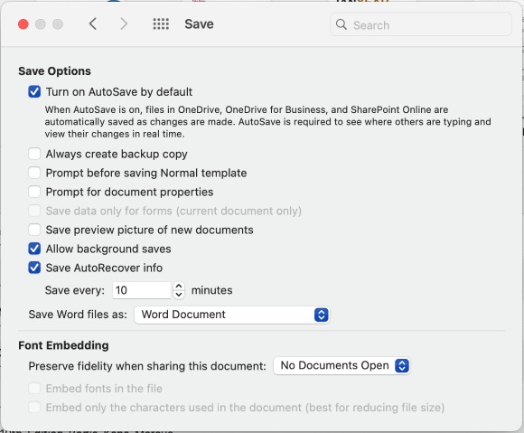 turn on autosave by default on mac