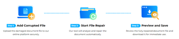 Follow three steps to use 4DDiG Free Online Document Repair and repair corrupted word files