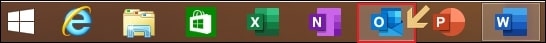 check outlook icon from taskbar