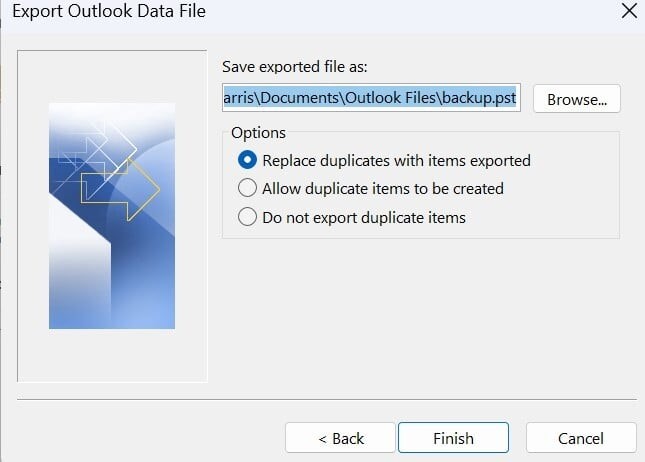 repair outlook pst file using the export feature-5