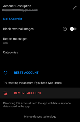 outlook android remove account