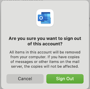 outlook remove email sign out
