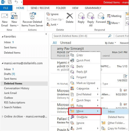 move email to other folder