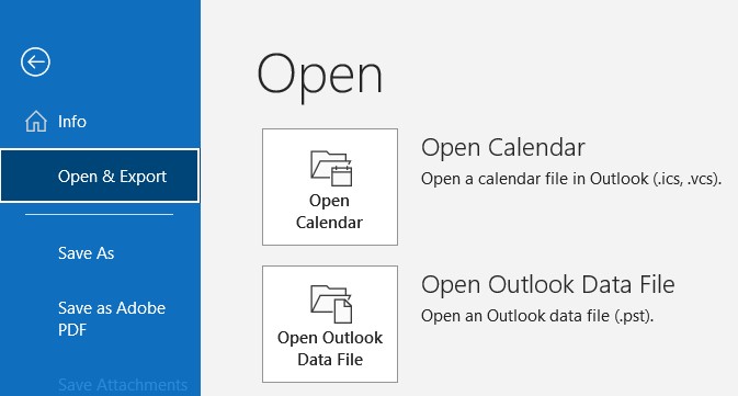 افتح ملف بيانات Outlook في Outlook 2010 أو الأحدث