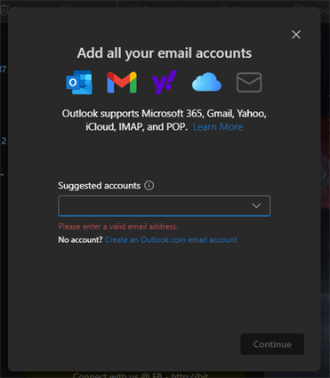 Create New Account in Microsoft Outlook