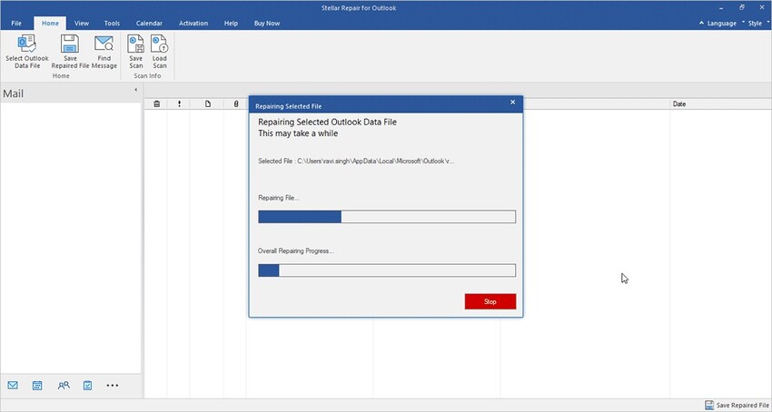 ferramenta de reparo de pst - stellar repair for outlook